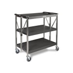 Pujadas Vollrath Składany wózek serwisowy, stal nierdzewna/aluminium, 3 półki 82,5×50 cm