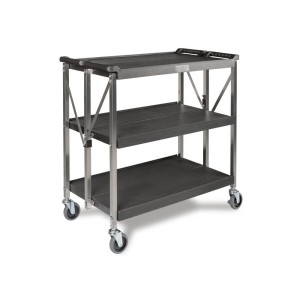 Pujadas Vollrath Składany wózek serwisowy, stal nierdzewna/aluminium, 3 półki 82,5×50 cm