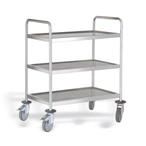 Pujadas Vollrath Wózek serwisowy spawany ze stali nierdzewnej, 3-poziomowy, 90×50 cm