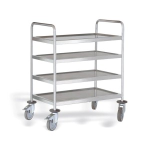 Pujadas Vollrath – Wózek serwisowy spawany ze stali nierdzewnej, 4-poziomowy, 100×60 cm