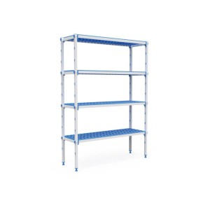 Pujadas Vollrath - Regał modułowy 4-poziomowy z półkami higienicznymi antypoślizgowymi 71.5x38.5x175 cm